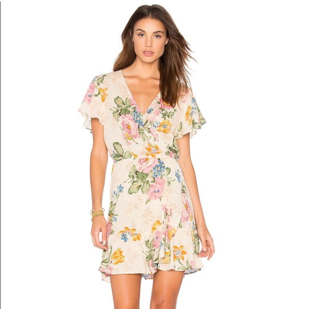 Auguste The Label Cream Ruffled Wrap Sundress
